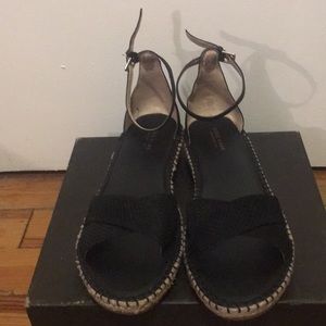Cole Haan Black Leather Espadrille Sandals
